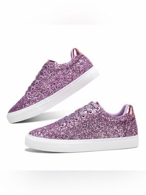 Jeekopeg Light Purple Glitter Low Top Fashion Sneakers Size Women’s 7 / Men’s 6